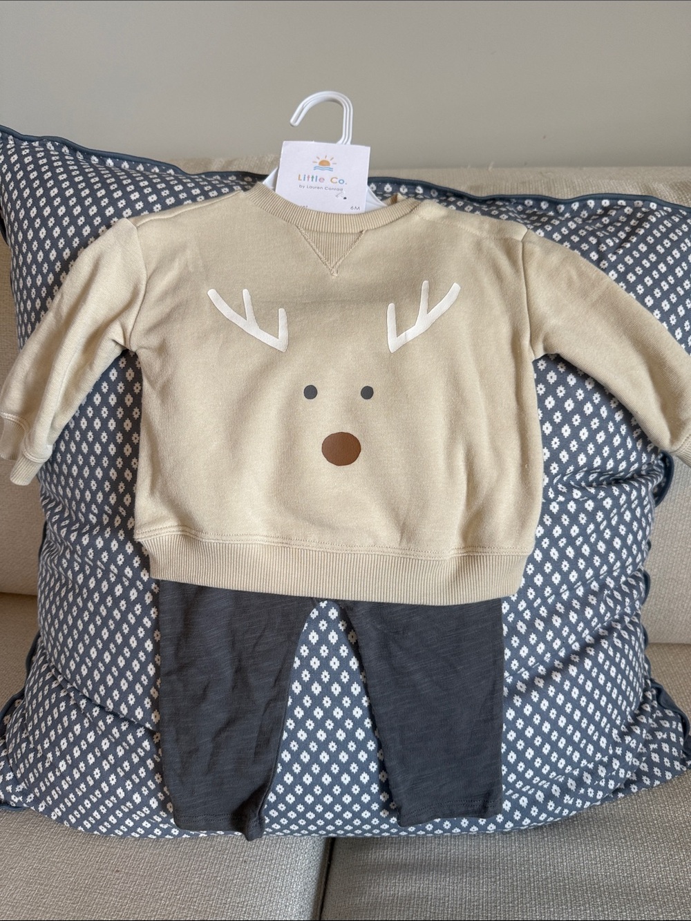 Little Co. Beige Reindeer Sweatshirt for Kids